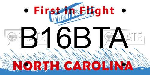 B16BTA North Carolina License Plate