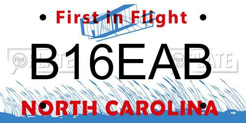 B16EAB North Carolina License Plate