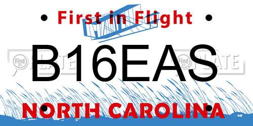 B16EAS North Carolina License Plate