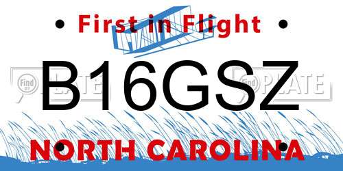 B16GSZ North Carolina License Plate