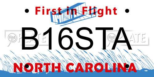 B16STA North Carolina License Plate
