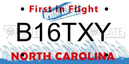 B16TXY North Carolina License Plate