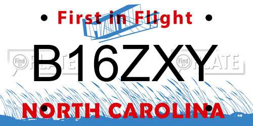 B16ZXY North Carolina License Plate