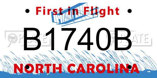 B1740B North Carolina License Plate