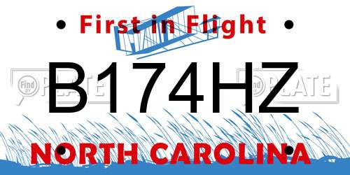 B174HZ North Carolina License Plate