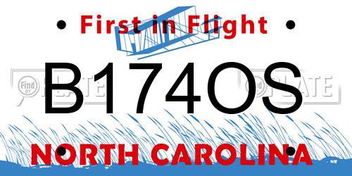 B174OS North Carolina License Plate