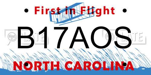 B17AOS North Carolina License Plate