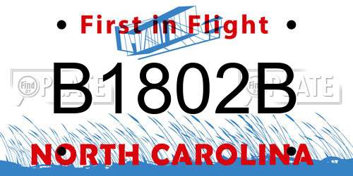 B1802B North Carolina License Plate