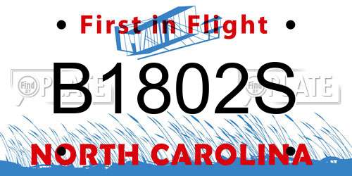B1802S North Carolina License Plate
