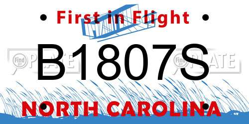 B1807S North Carolina License Plate