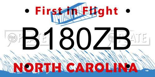 B180ZB North Carolina License Plate