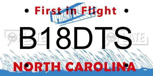 B18DTS North Carolina License Plate