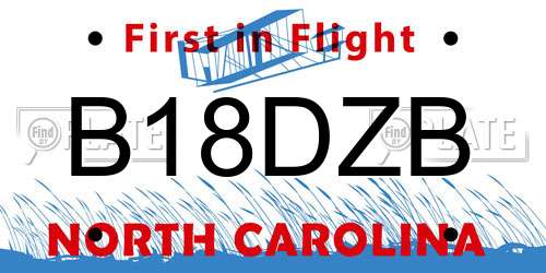 B18DZB North Carolina License Plate