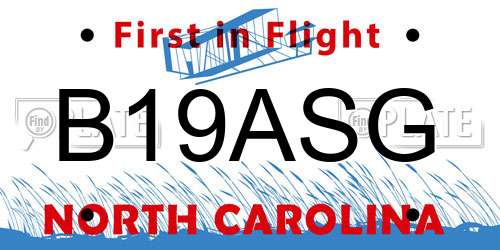 B19ASG North Carolina License Plate