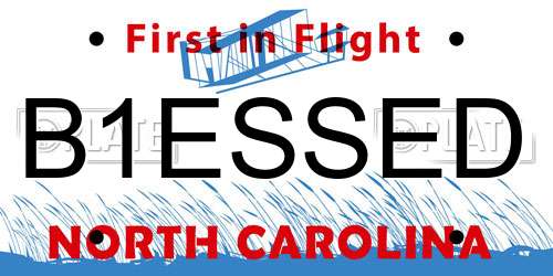 B1ESSED North Carolina License Plate