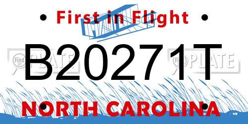 B20271T North Carolina License Plate