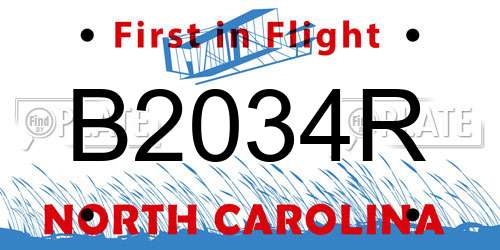 B2034R North Carolina License Plate