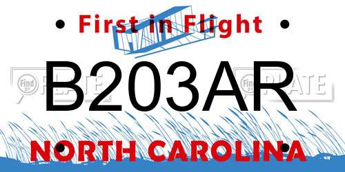 B203AR North Carolina License Plate