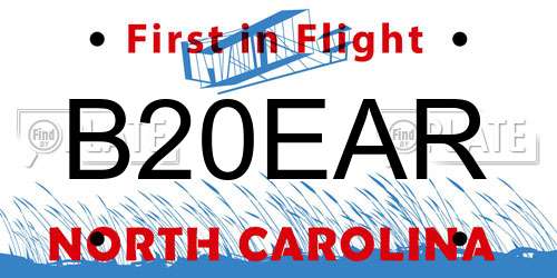 B20EAR North Carolina License Plate