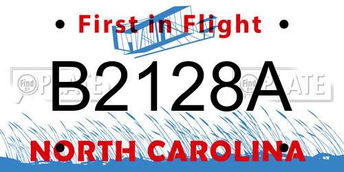 B2128A North Carolina License Plate