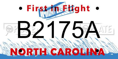 B2175A North Carolina License Plate