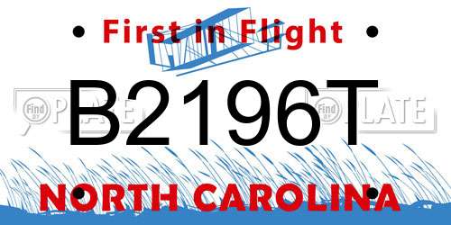 B2196T North Carolina License Plate