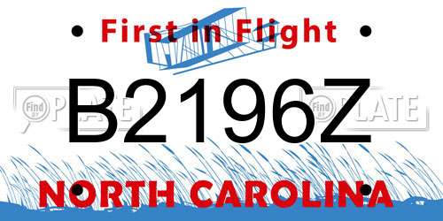 B2196Z North Carolina License Plate