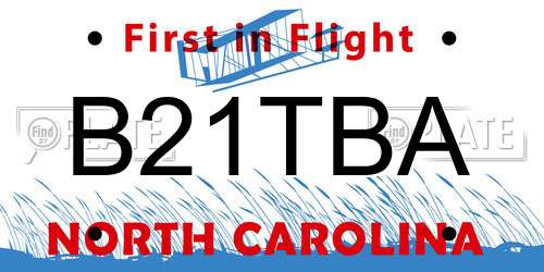 B21TBA North Carolina License Plate