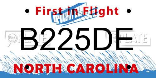 B225DE North Carolina License Plate