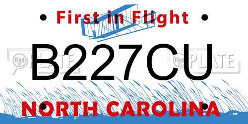 B227CU North Carolina License Plate