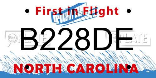 B228DE North Carolina License Plate