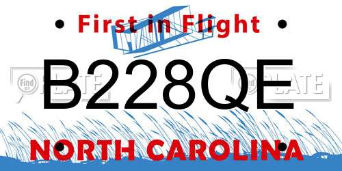 B228QE North Carolina License Plate