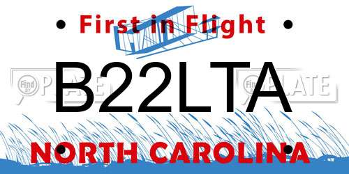 B22LTA North Carolina License Plate
