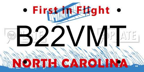 B22VMT North Carolina License Plate