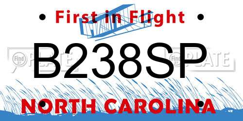 B238SP North Carolina License Plate