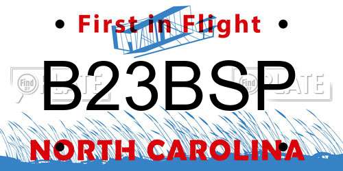 B23BSP North Carolina License Plate