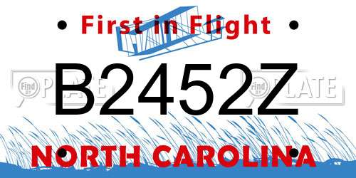 B2452Z North Carolina License Plate