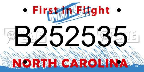 B252535 North Carolina License Plate