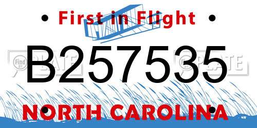 B257535 North Carolina License Plate