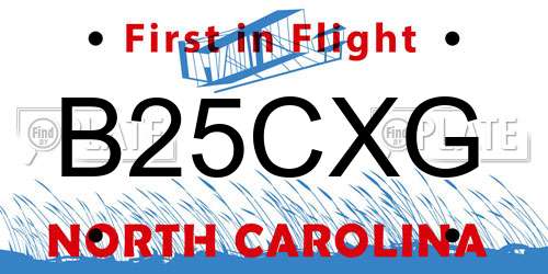B25CXG North Carolina License Plate