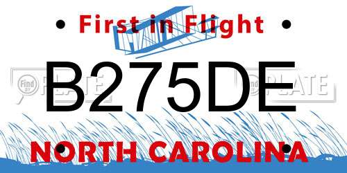 B275DE North Carolina License Plate