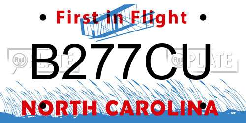 B277CU North Carolina License Plate