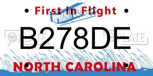 B278DE North Carolina License Plate