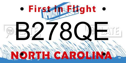 B278QE North Carolina License Plate