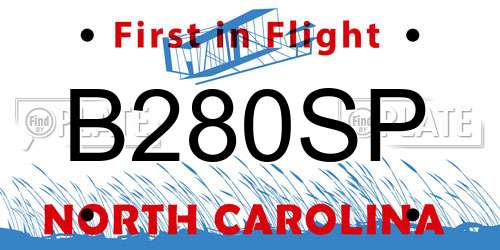 B280SP North Carolina License Plate