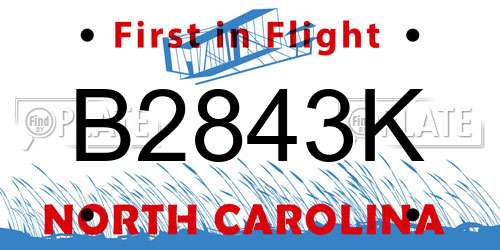B2843K North Carolina License Plate