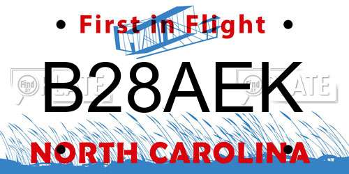 B28AEK North Carolina License Plate