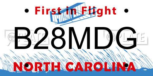 B28MDG North Carolina License Plate