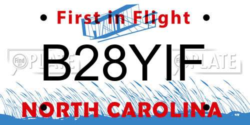 B28YIF North Carolina License Plate
