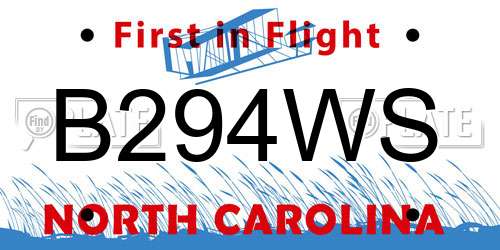 B294WS North Carolina License Plate